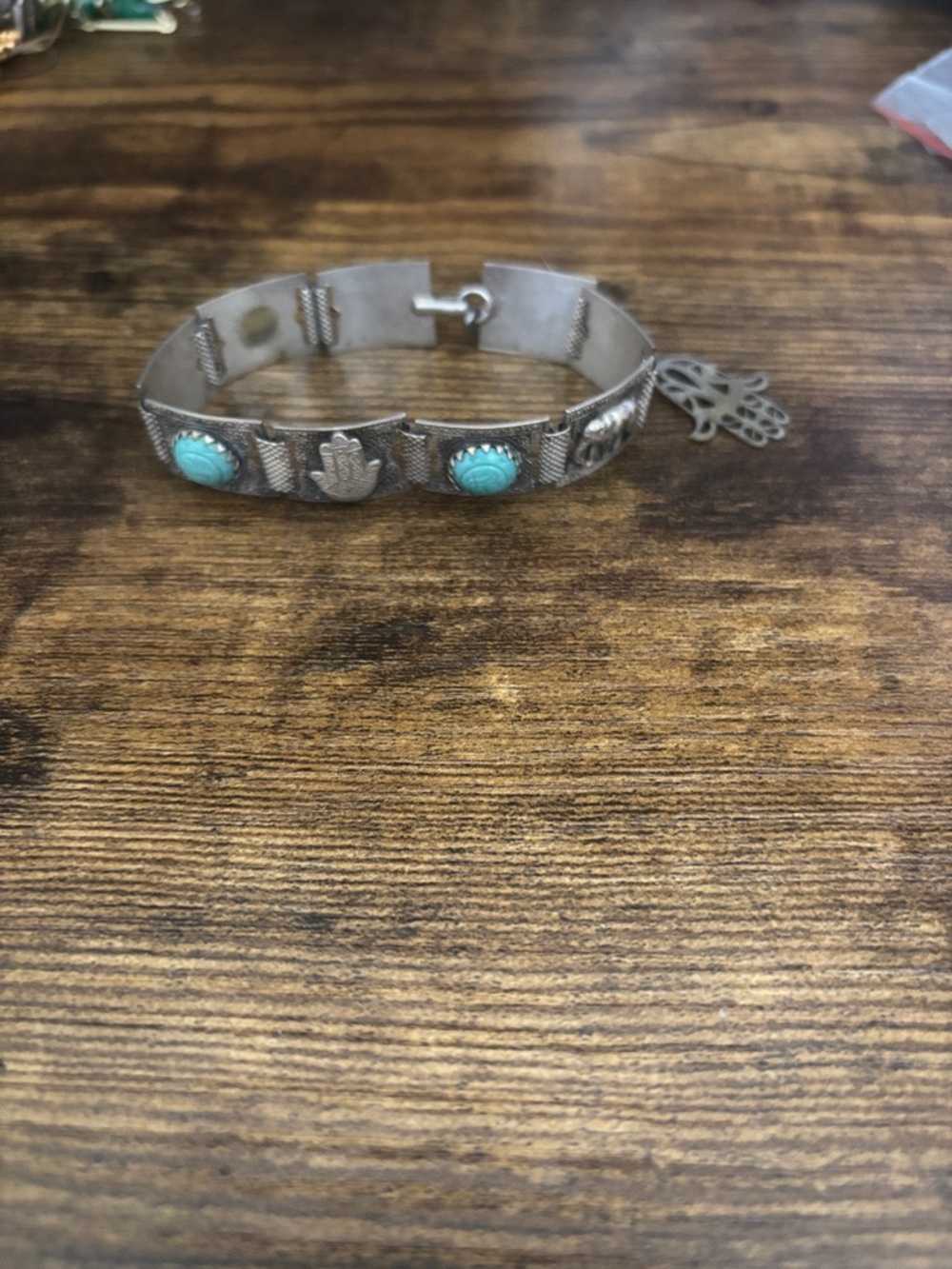Vintage Silver-Tone Hamsa Bracelet
